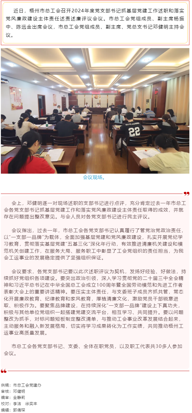 破除問題促實(shí)干，繼往開來再啟航｜市總工會(huì)召開2024年度黨支部書記抓基層黨建工作述職和落實(shí)黨風(fēng)廉政建.png